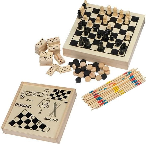 Set lojërash MACMA 21151, kuti druri, 4 lojëra