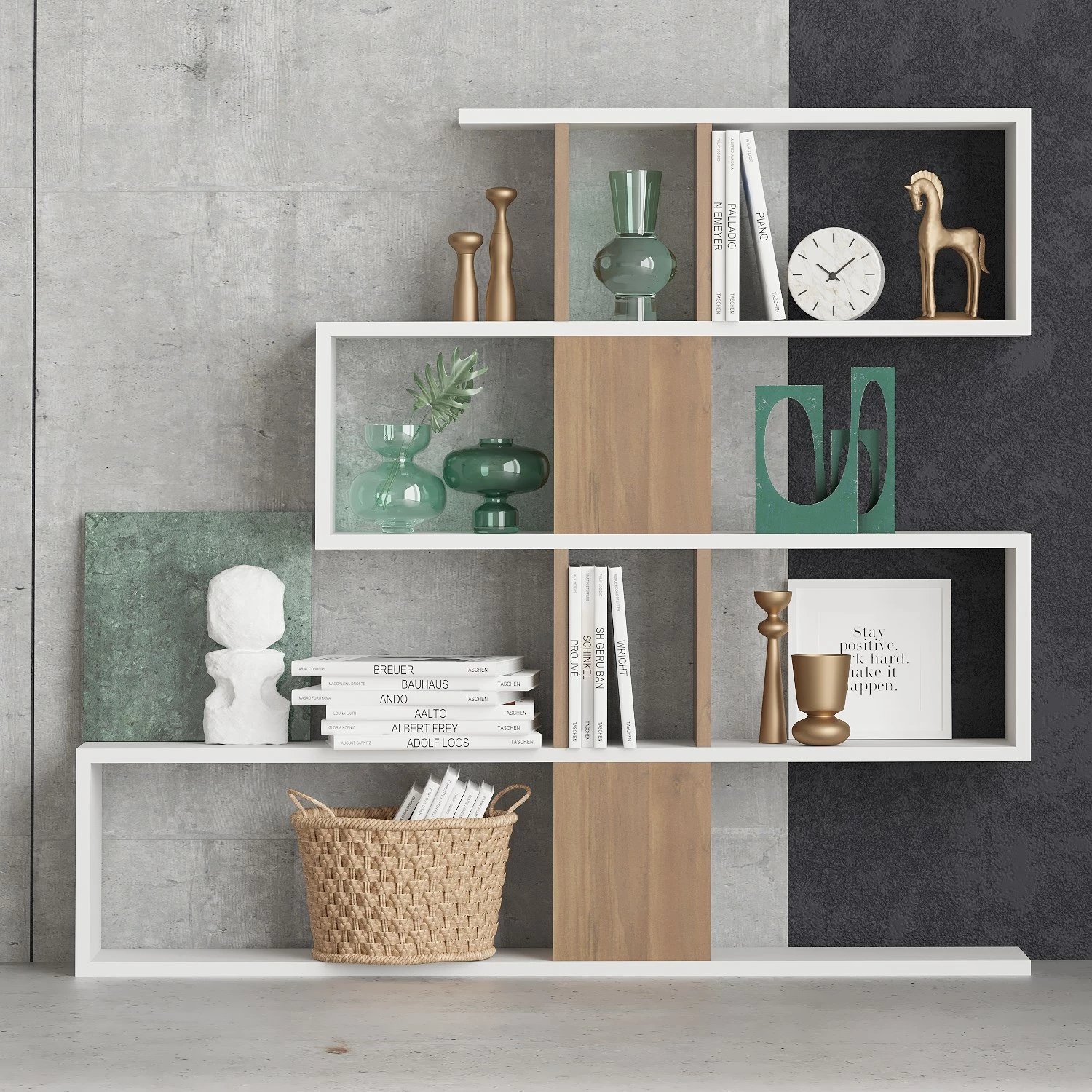 Raft librash Hanah Home, Karlin, bardhë dhe arre