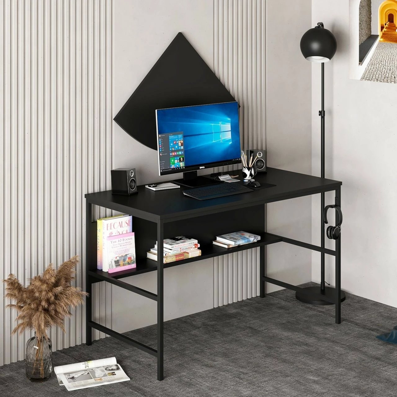 Tavolinë pune Greta, ngjyrë e zezë, Skye Decor 7041