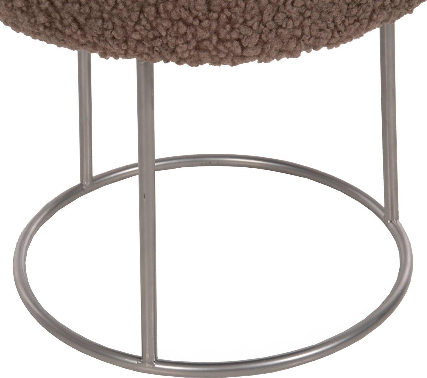 Karrige për bar KARLO FH8411.25, ngjyrë kafe e çelët, pëlhurë boucle me bazë argjendi, Φ35x41H cm