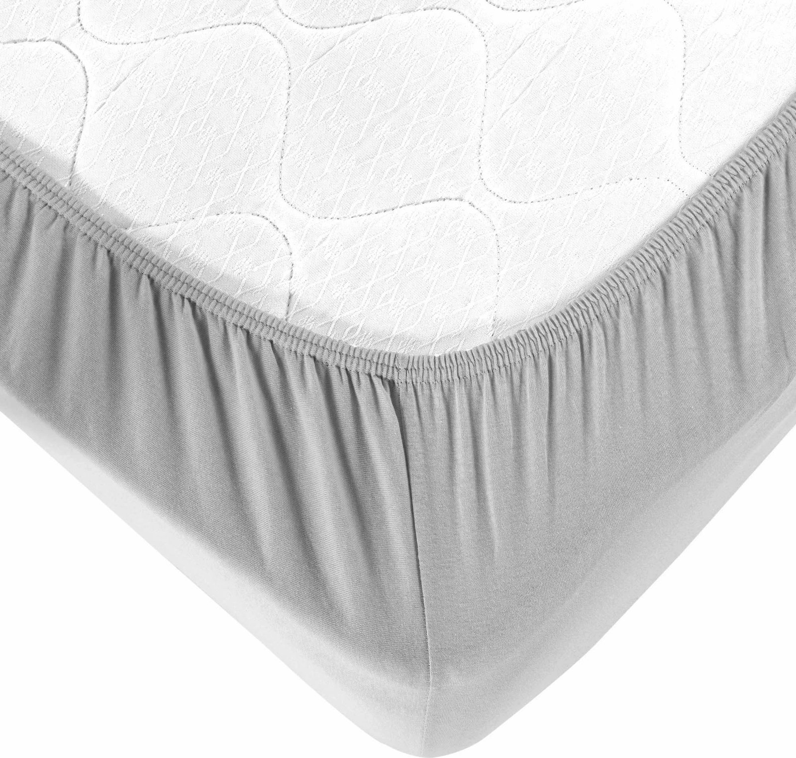 Çarçaf i shtrirë jersey, ngjyrë gri, L'Essentiel Linge de Maison, 90x200+30 cm