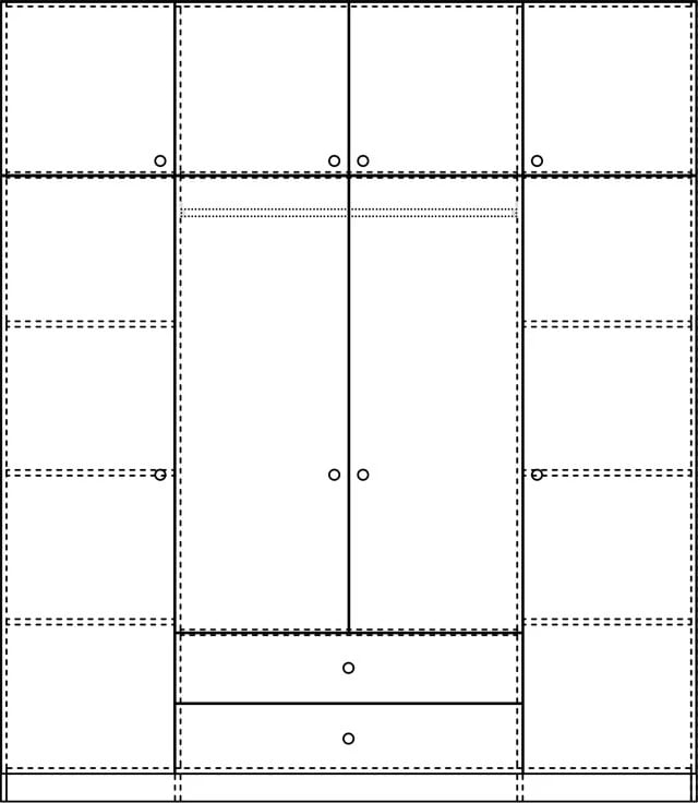 Dollap katër-fletësh me sirtarë, ngjyrë sonoma, 200x58x230cm