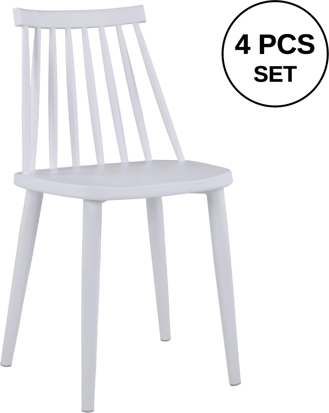 Karrige ngrënieje VANESSA e bardhë me këmbë metalike të bardha 43x46,5x82 cm., set prej 4 copë