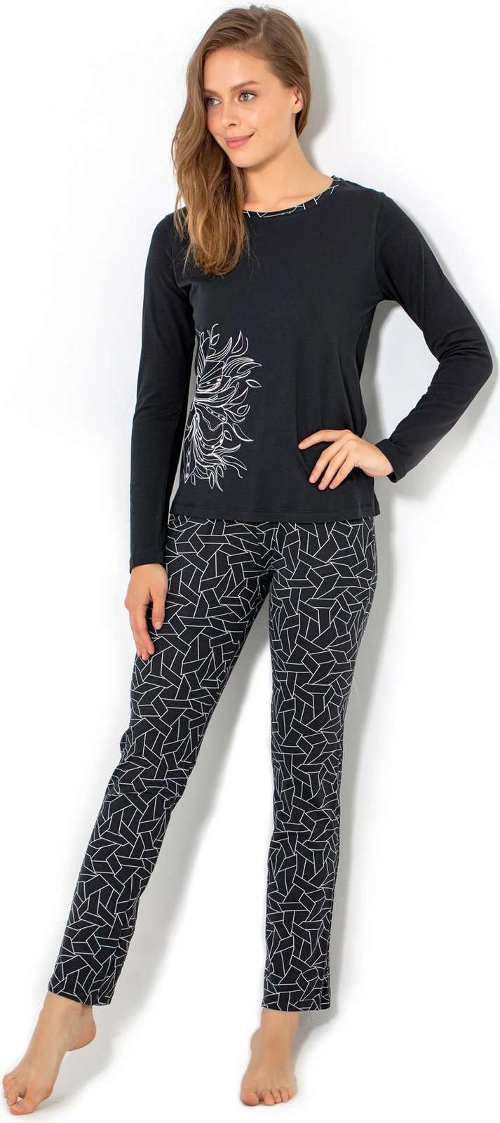 Set pizhamash për gra, ngjyrë e zezë, Jumeon, 002-000558