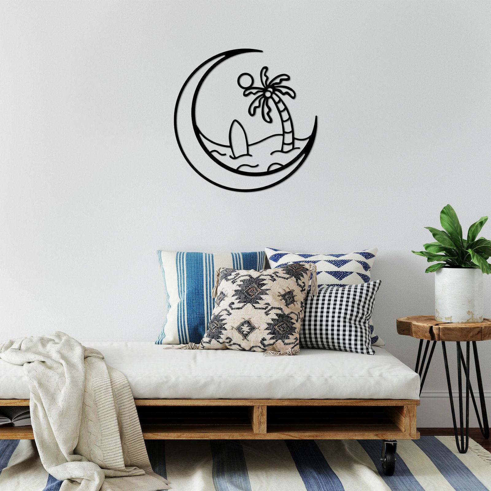 Aksesor dekorativ metalik për mur, Sea Sand Surf, 70x70cm