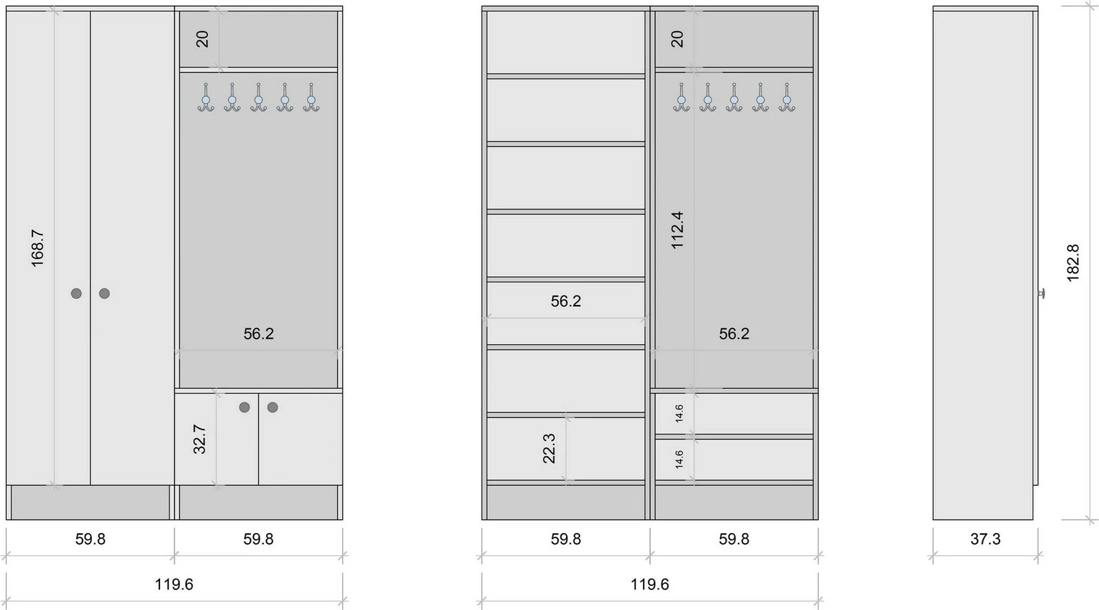 Stendë për korridor, ngjyrë e bardhë, M11 - 1567
