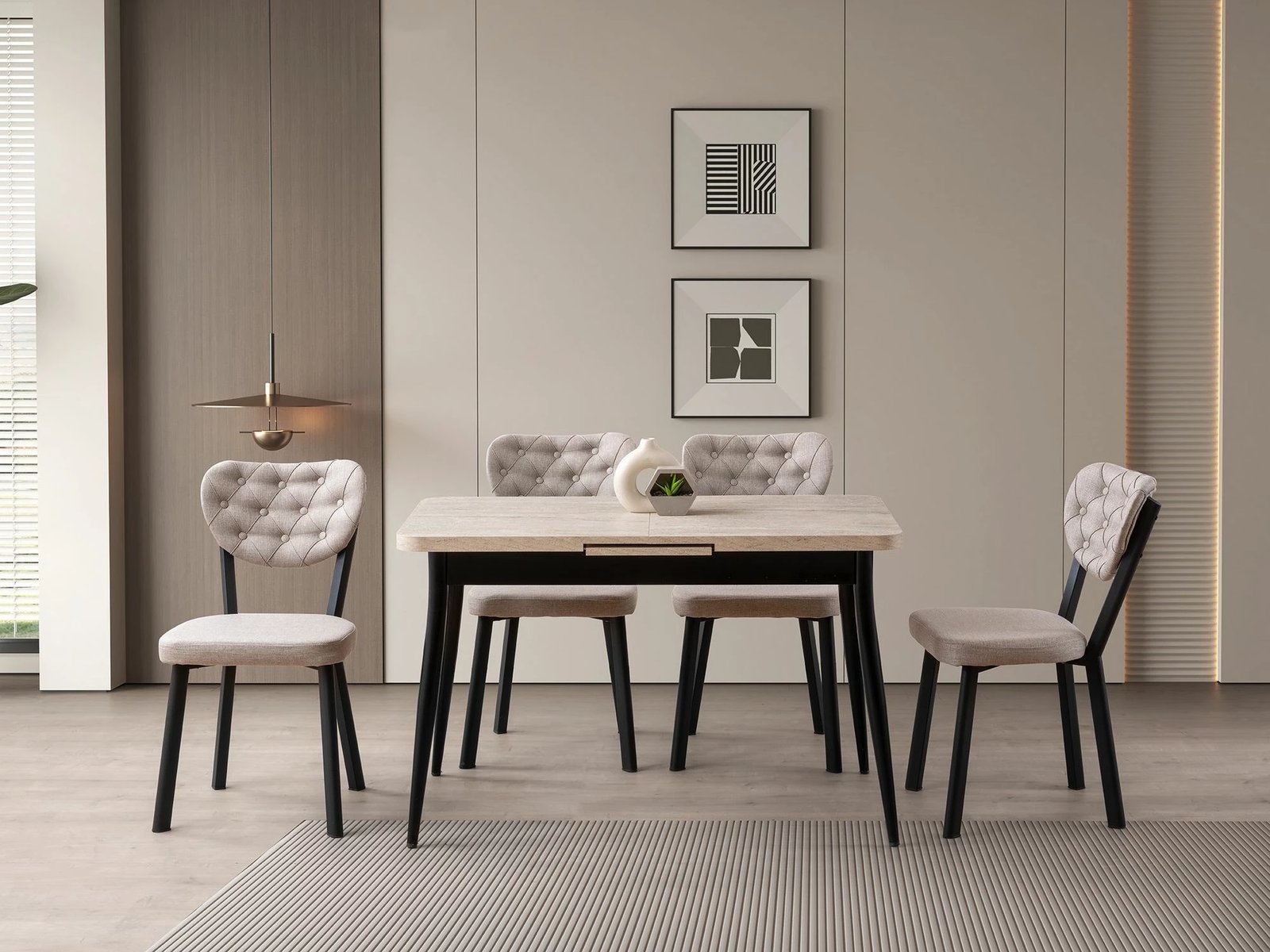 Tavolinë ngrënieje e zgjatshme, Skye Decor, travertinë, 1186