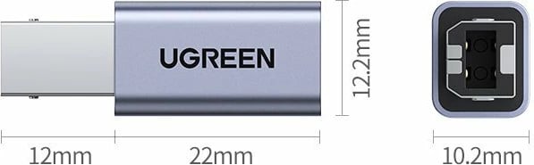 Adapter USB Type C në USB Type B Ugreen US382, Gri