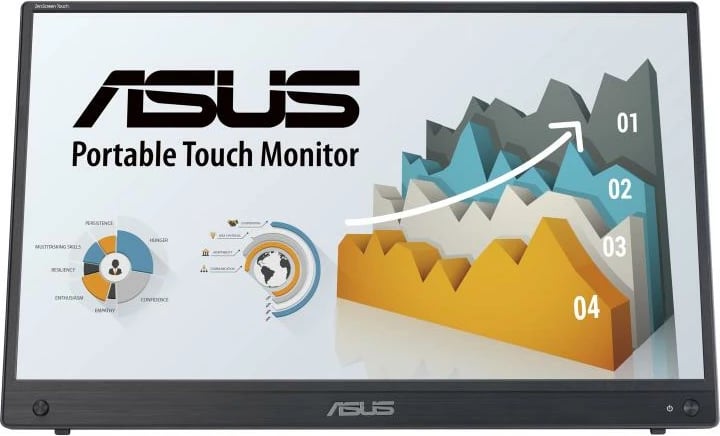 Monitor portativ me prekje, ASUS ZenScreen Touch MB16AMTR (90LM04S0-B02170), 15.6" IPS FHD, USB-C & Mini HDMI, bateri 7800 mAh, i zi/gri