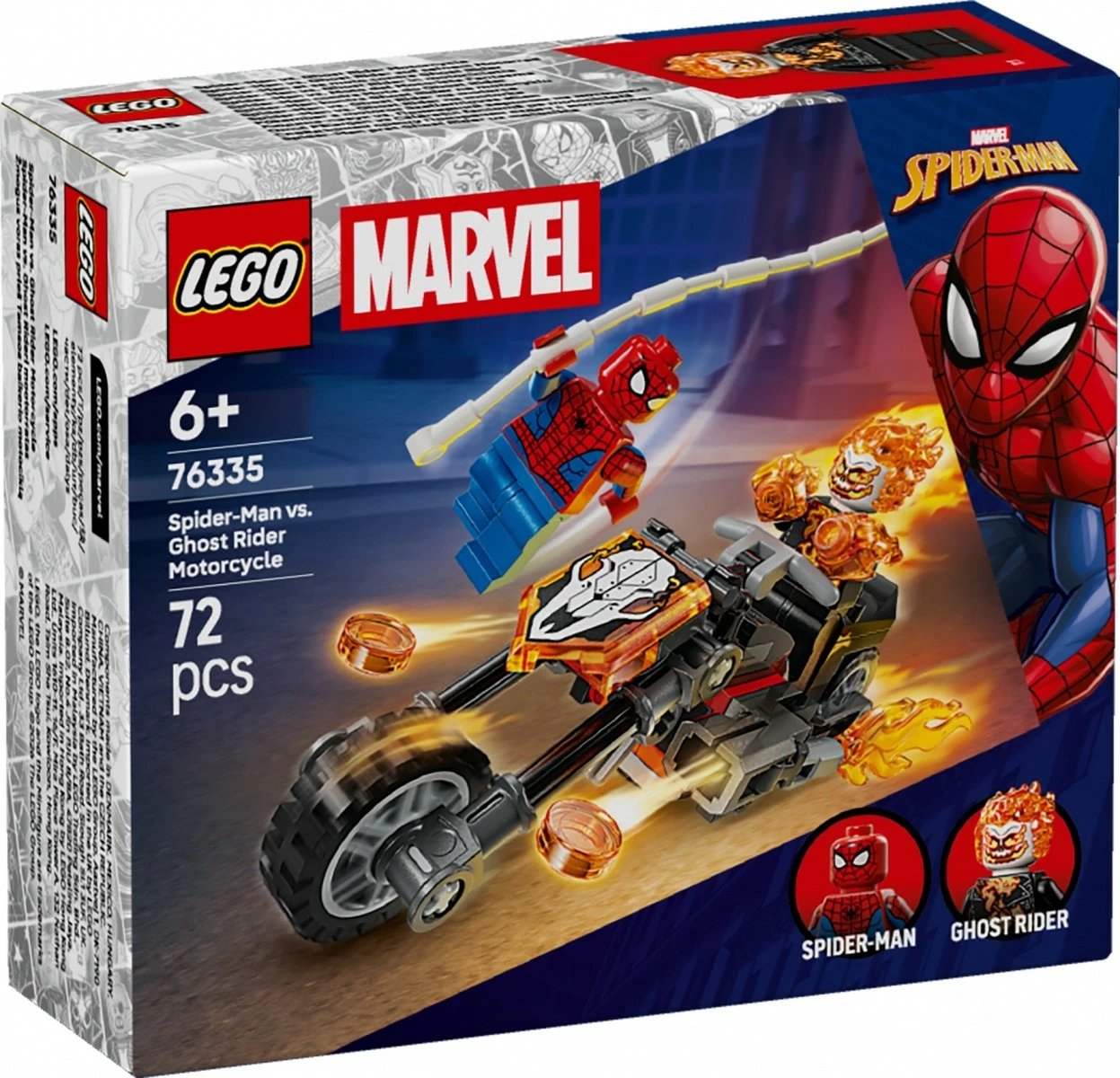 Set ndërtimi LEGO Marvel 76335 Spider-Man vs Ghost Rider, 72 pjesë, 6+, set i vogël