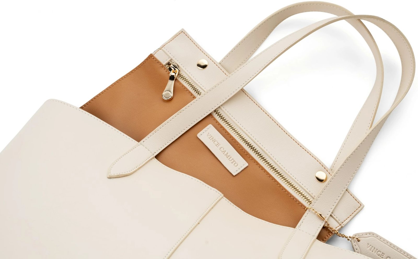 Çantë tote Vince Camuto, Savona, ngjyrë e bardhë e çelët