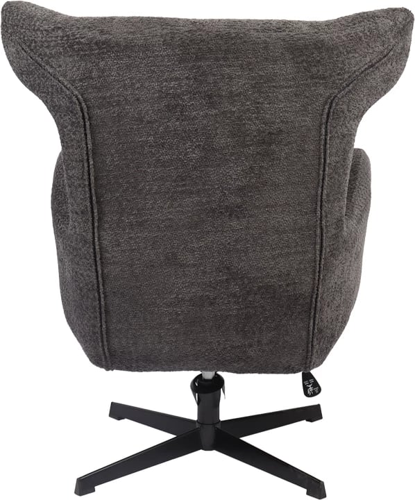 Fotel rrotullues Zefrina, material tekstili ngjyrë gri e errët, bazë metalike e zezë, 82x77x99cm