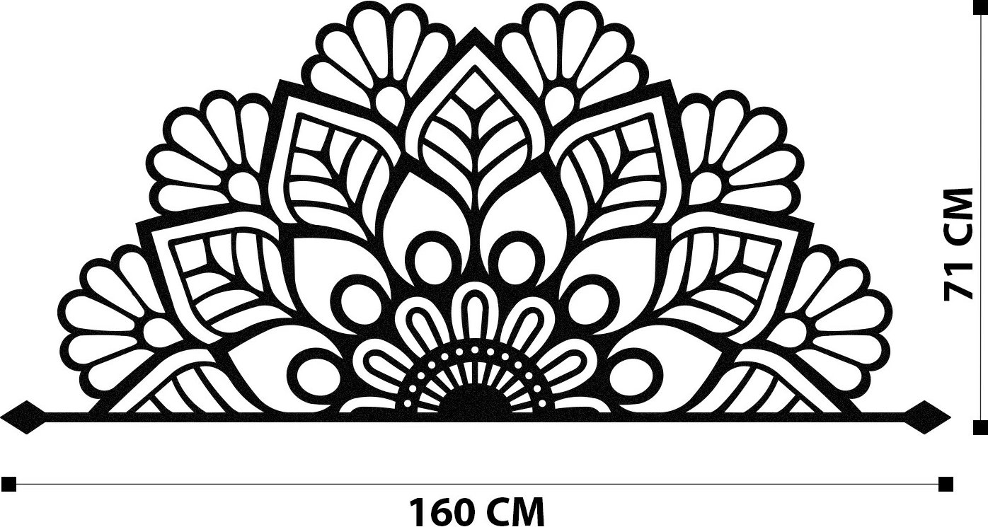 Aksesor dekorativ metalik për mur Wallity, Esila, ngjyrë e zezë, 160x71cm