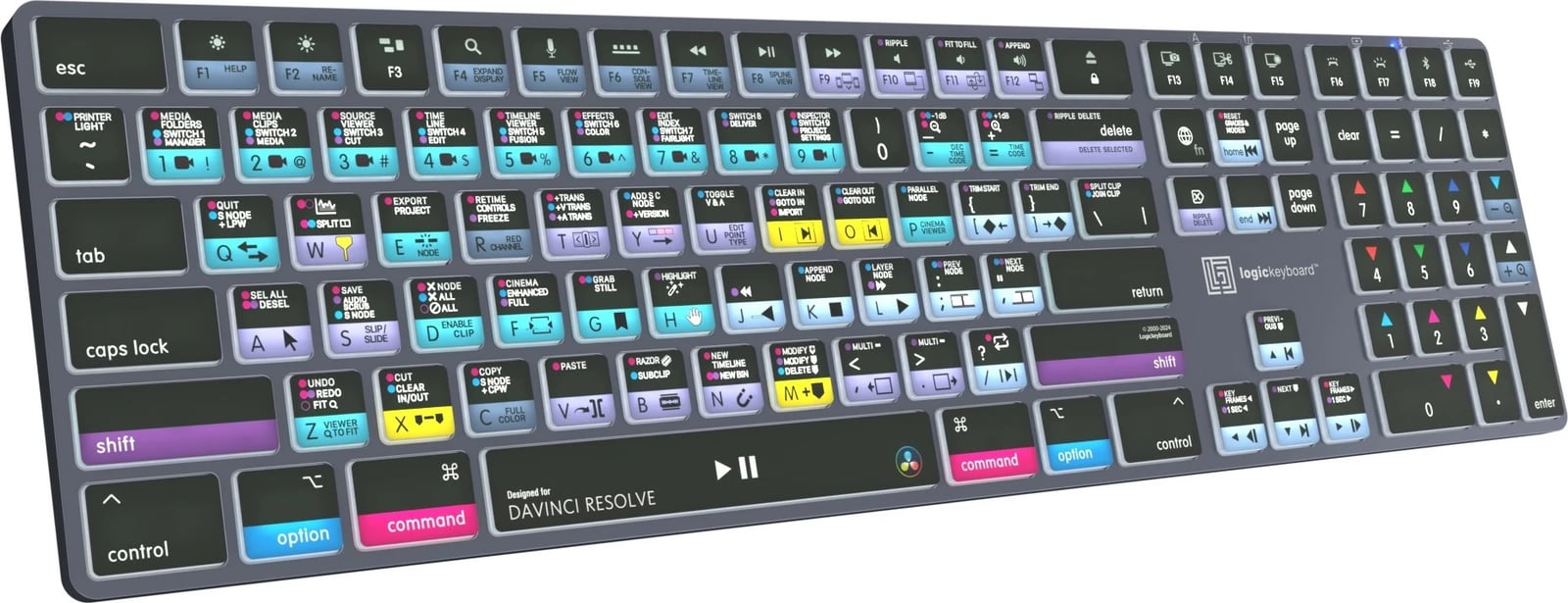 Tastierë Logickeyboard LKB-RESB-TM-UK, full-size, me/pa kabllo, Bluetooth, ndriçim, QWERTY, gri titanium