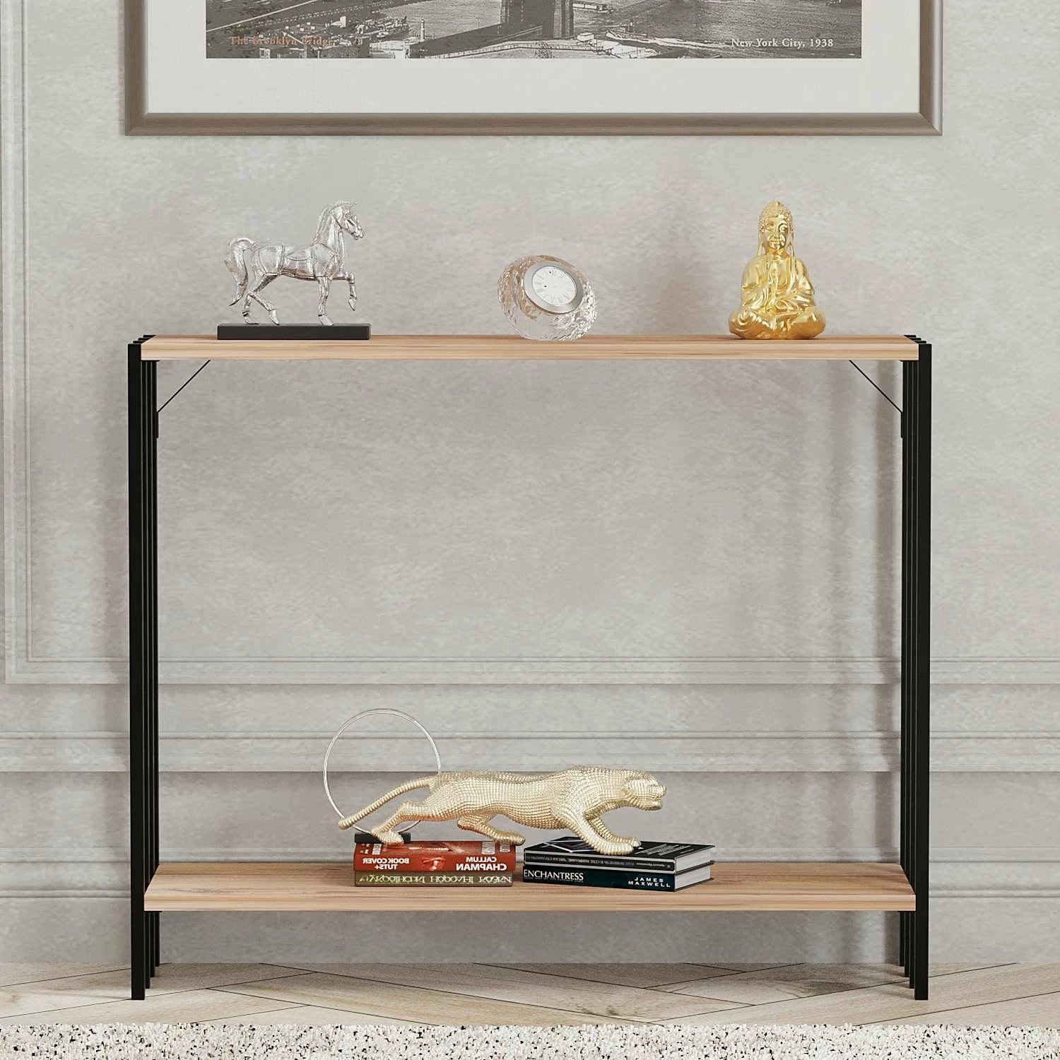 Komodë Skye Decor, ngjyrë e zezë dhe pishë Atlantike, Verona