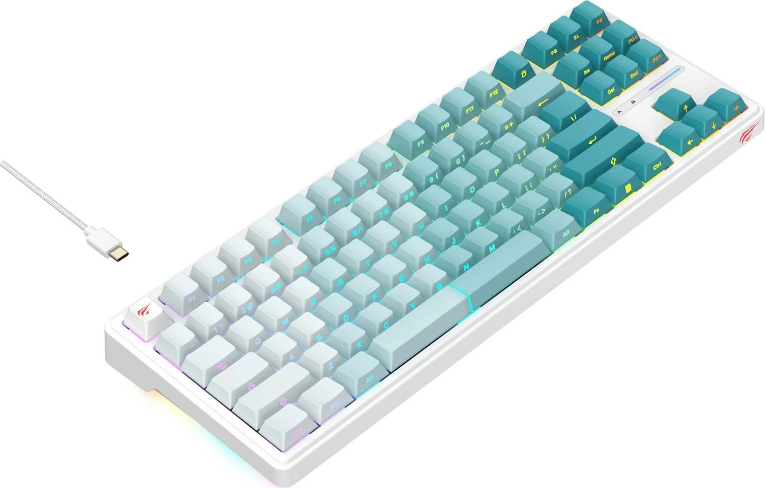 Tastierë gaming HAVIT KB901Lwg, RGB LED, me kabllo, e bardhë dhe e gjelbër