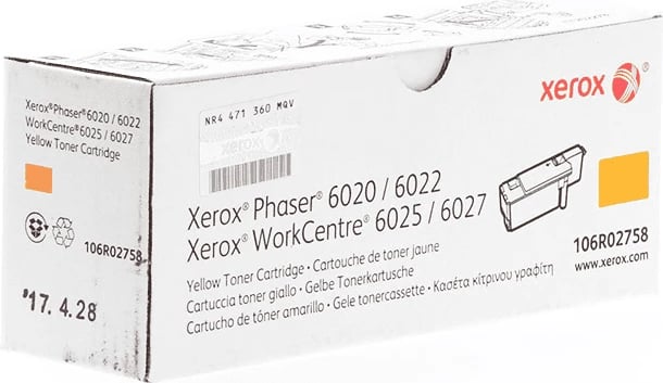 Toner, Xerox 106R02758, kapacitet deri 1000 faqe, standard, e verdhë