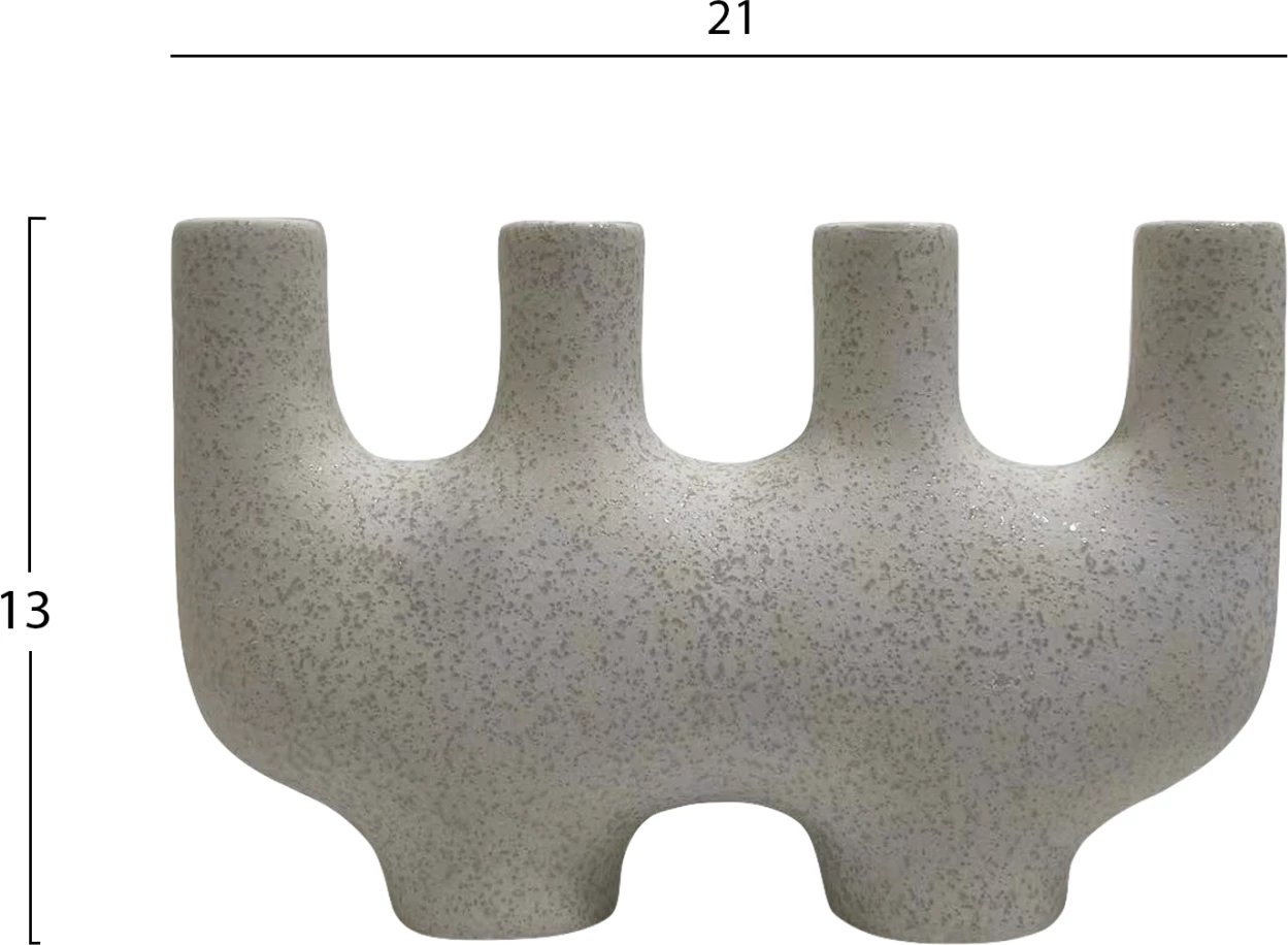Dekor tavoline prej qeramike MANI FH4641.01 ngjyrë e bardhë me kristalizim 21x6x13Hcm