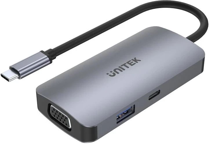 Shpërndarës për USB Unitek P5 Trio USB 3.2 Gen 1, Type-C, 100W, hiri 