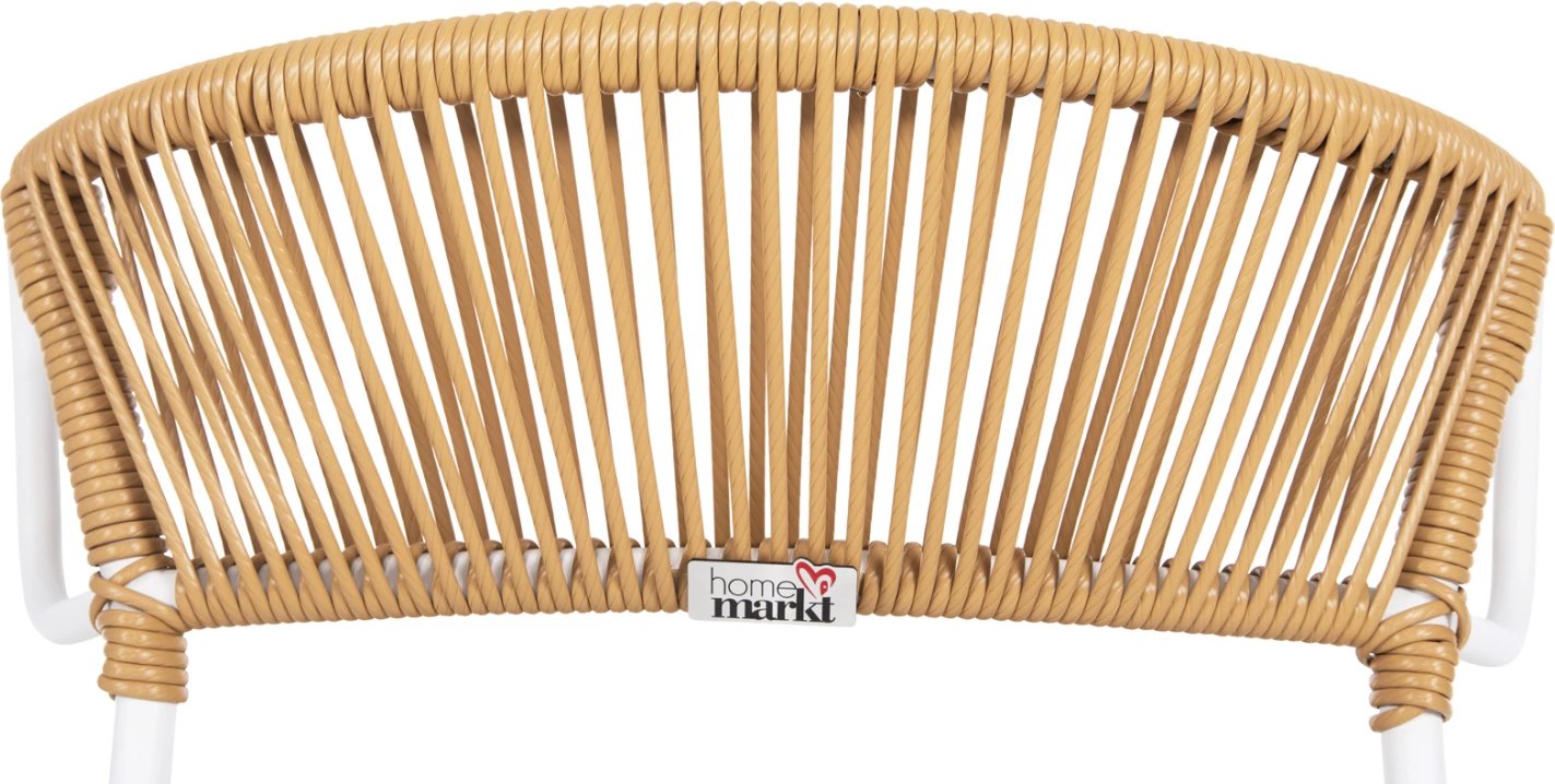 Karrige SUKI FH6053.01 metalike, ngjyrë e bardhë dhe ratan sintetik, ngjyrë natyrale, 54x62x80H cm