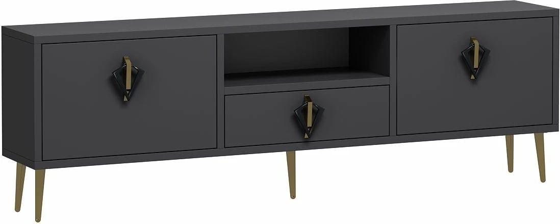 Komodë për TV Skye Decor, 1312-DROP-32, antracit, e zezë, e artë