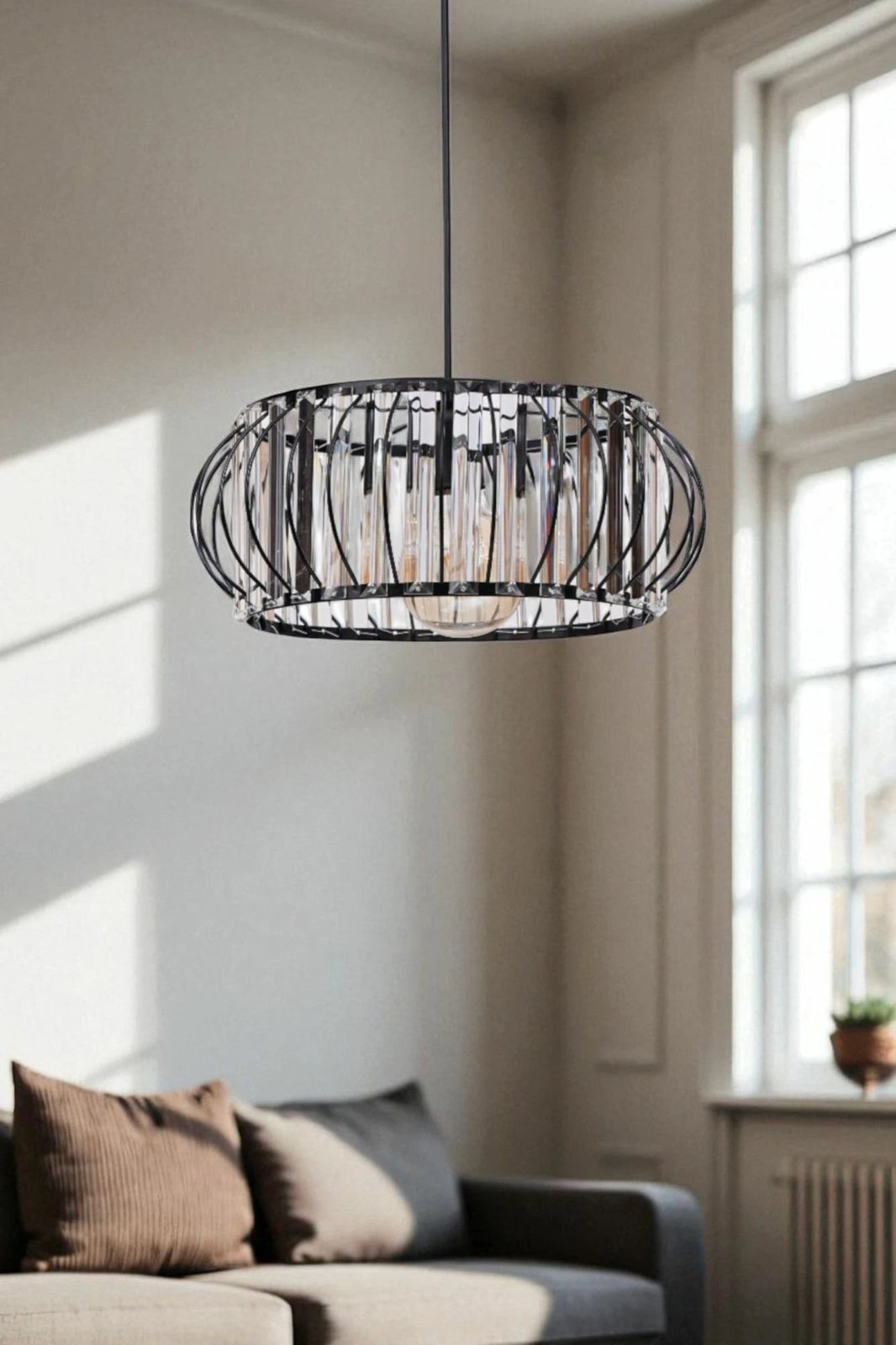 Llambë tavani Opviq, 9042-7, metal e xham, ngjyrë e zezë