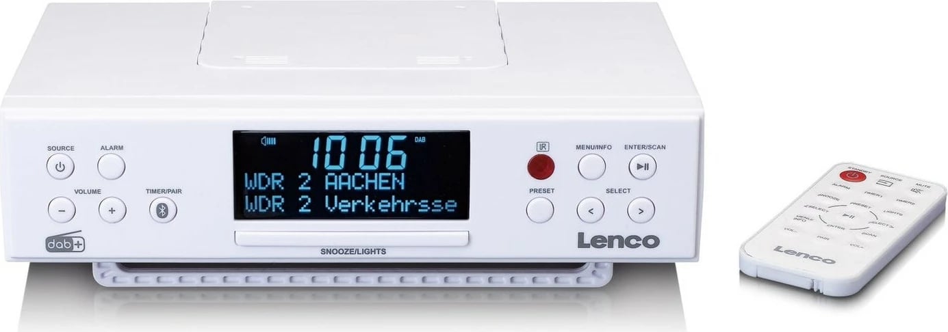 Radio Lenco KCR-190, Bluetooth, LCD ekran, 2 altoparlantë, e bardhë