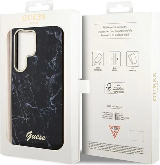 Mbështjellës Guess GUHCS23LPCUMAK për Samsung Galaxy S23 Ultra, hardcase, Marble, i zi Mbështjellës Guess GUHCS23LPCUMAK për Samsung Galaxy S23 Ultra, hardcase, Marble, i zi
