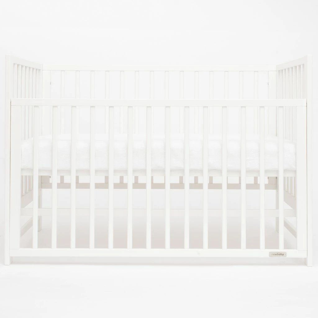 Krevat bebe, New Baby, BASIC, 120x60 cm, dru pishe, anësore me ulje, i bardhë
