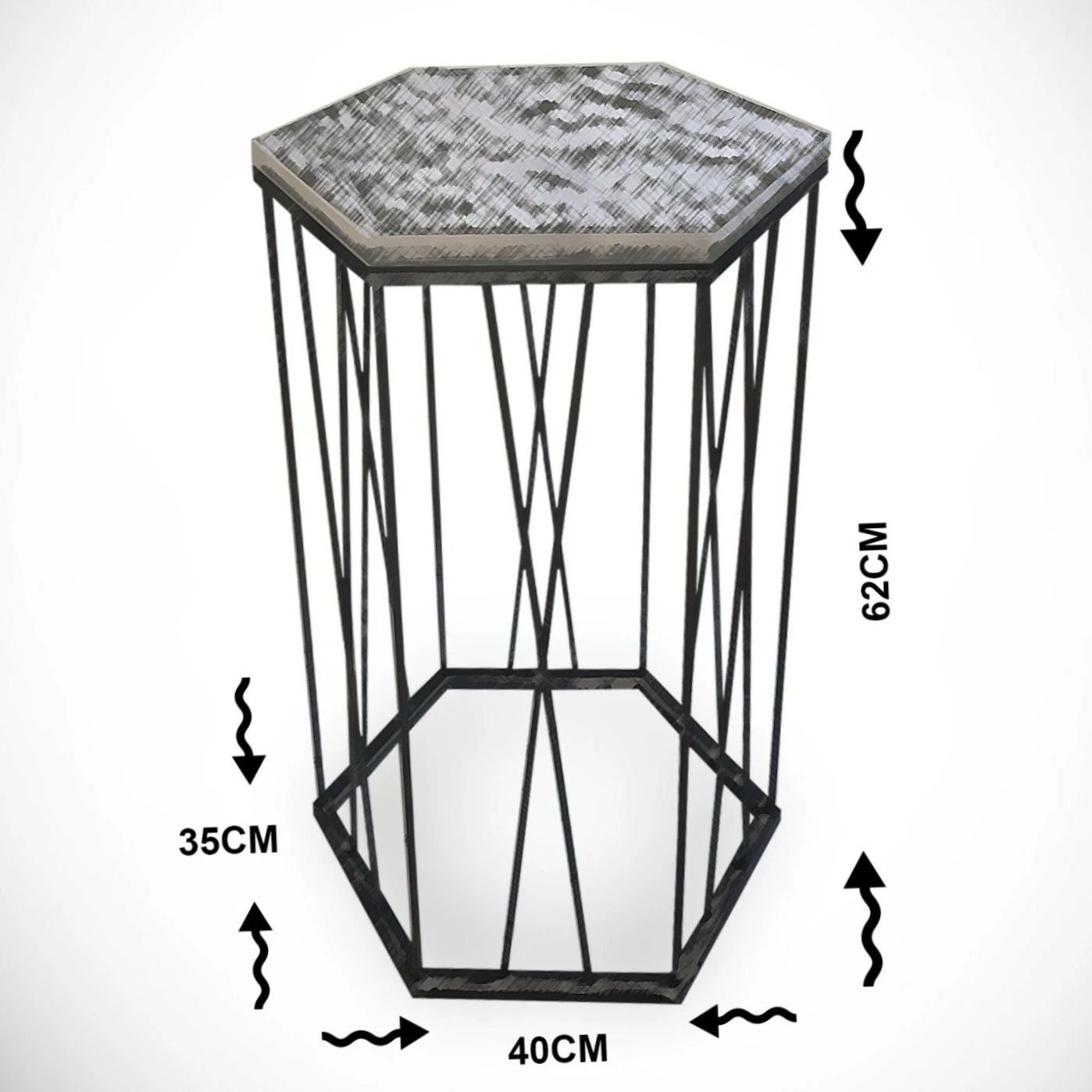 Tavolinë anësore Hanah Home, ngjyrë mermeri dhe e zezë