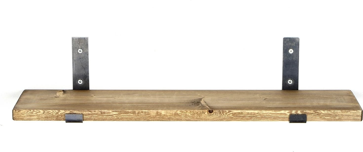 Raft dekorativ prej druri për mur, ngjyrë e zezë dhe arre, Hanah Home, Lam009