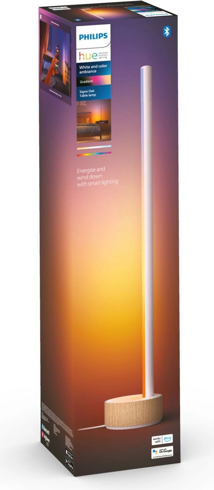 Llambë tavoline Philips Hue Signe gradient, Smart, Bluetooth/Zigbee, LED, Alumini, Bardhë Llambë tavoline Philips Hue Signe gradient, Smart, Bluetooth/Zigbee, LED, Alumini, Bardhë