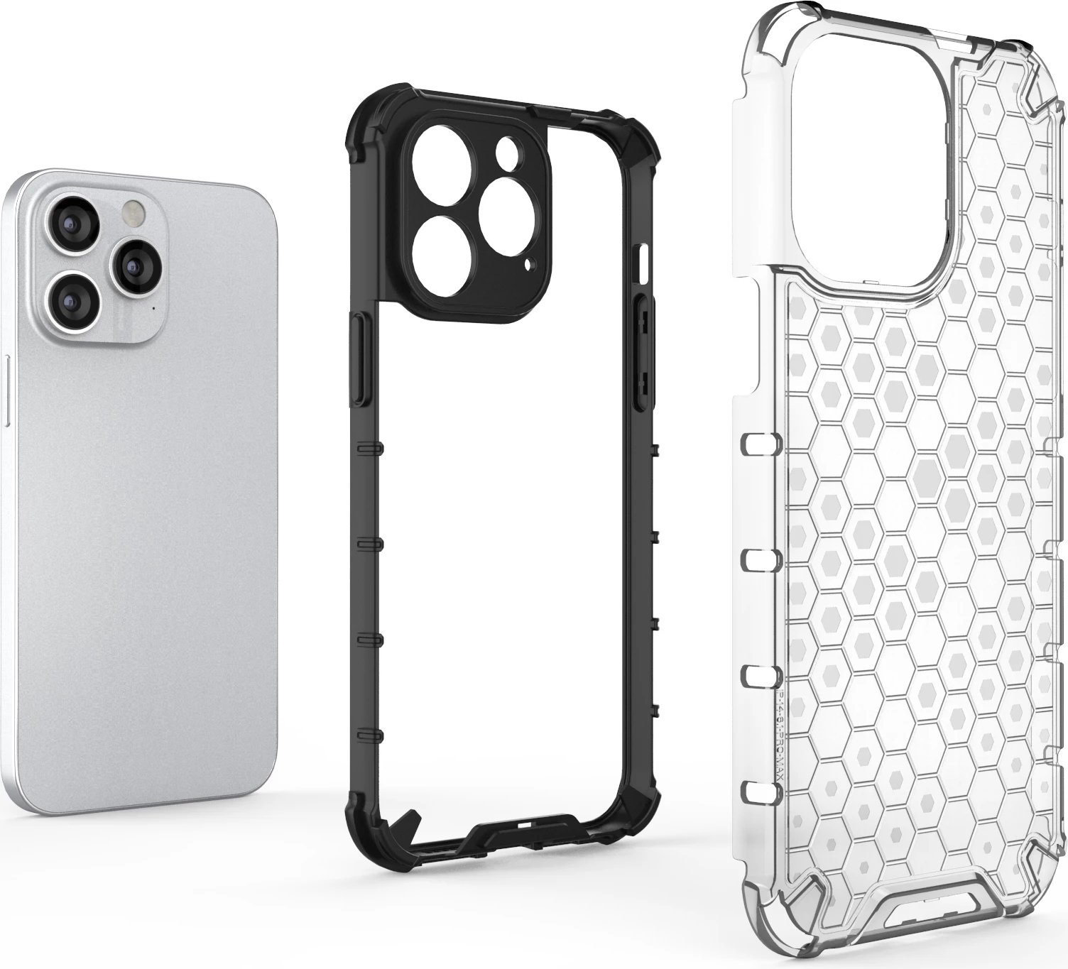 Mbështjellës Hurtel Honeycomb për iPhone 14 Pro Max, i zi