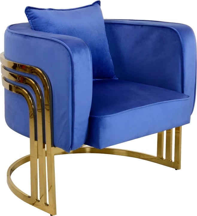 Karrige Roblu, metal ari dhe pëlhurë kadife blu, 72x77.4x70cm