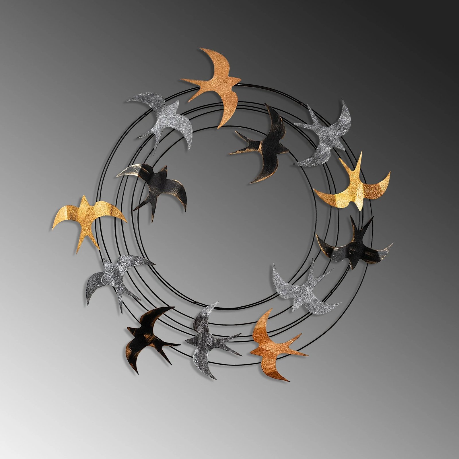 Aksesor dekorativ metalik për mur, Wallity Spiral Flock 6, shumëngjyrësh, 87x87x5cm