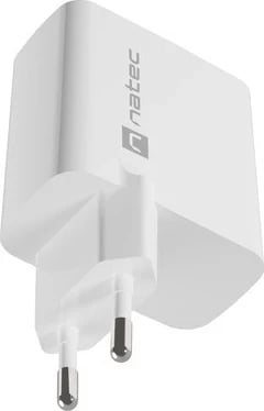 Karikues Natec Ribera GaN 65W me USB-A dhe USB-C, i bardhë