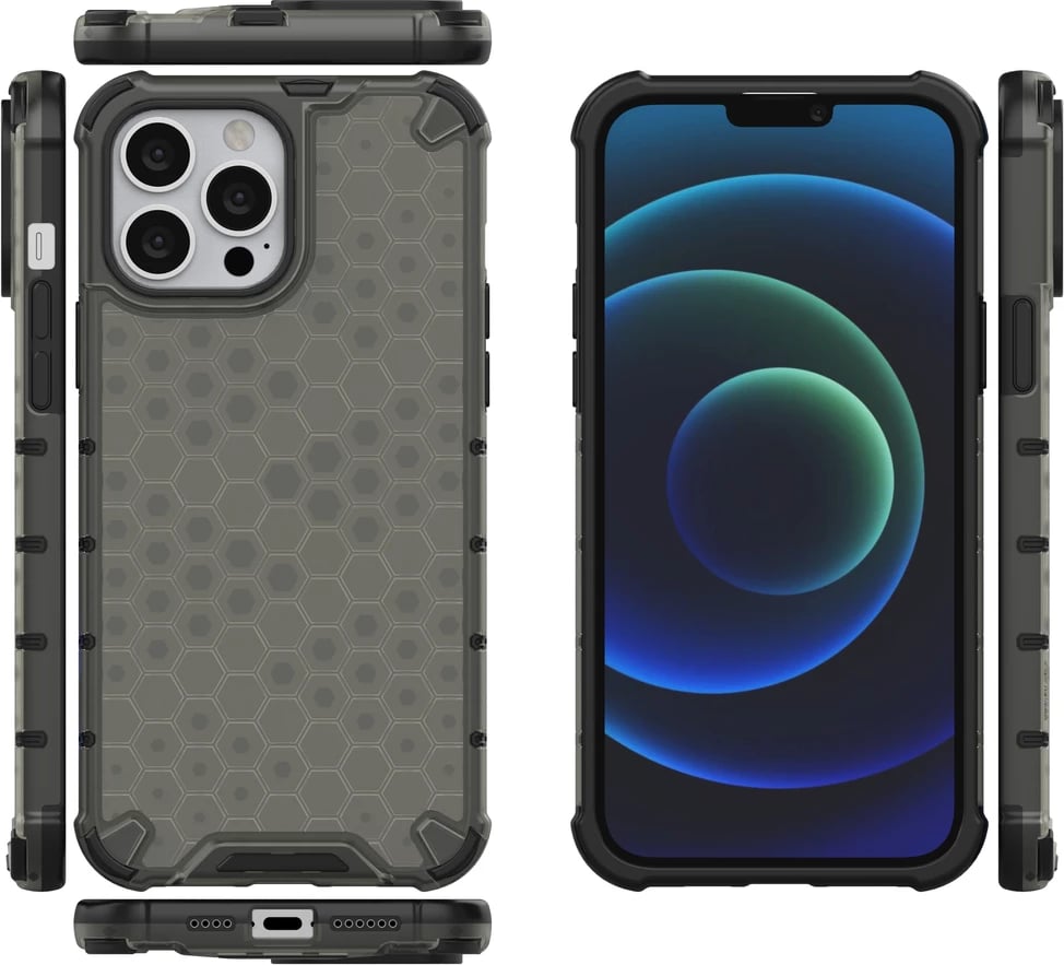 Mbështjellës Hurtel Honeycomb për iPhone 13 Pro Max, i zi