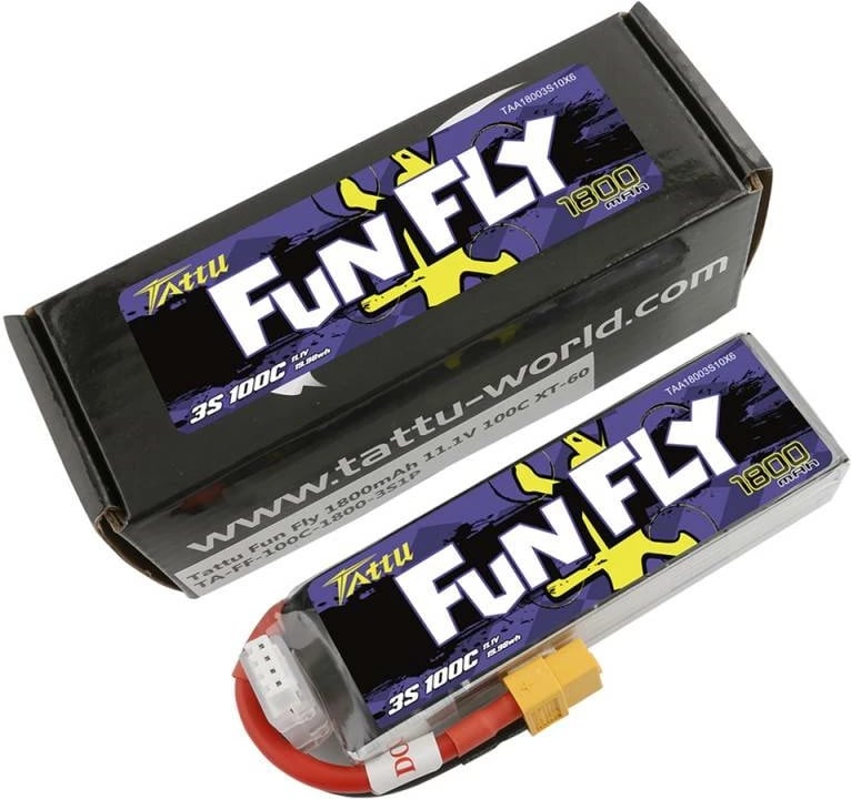 Bateri LiPo Tattu Funfly 1800mAh 11.1V 100C 3S1P me XT60