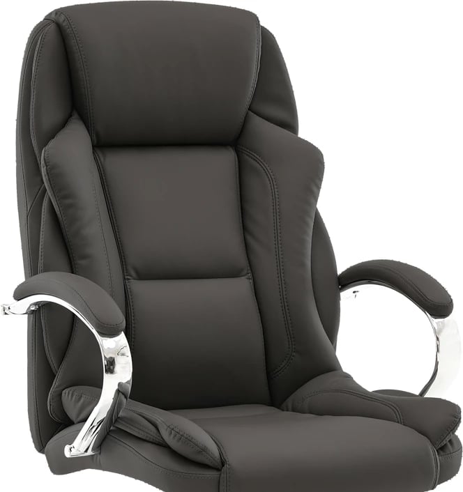 Karrige menaxheri për zyre Verxian, lëkurë artificiale e zezë, 70x68x116cm