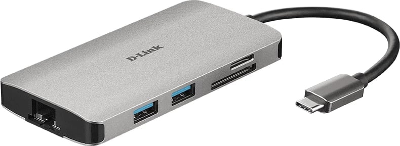 Stacion dokues USB-C, D-Link, DUB-M810, 8-në-1, argjendt