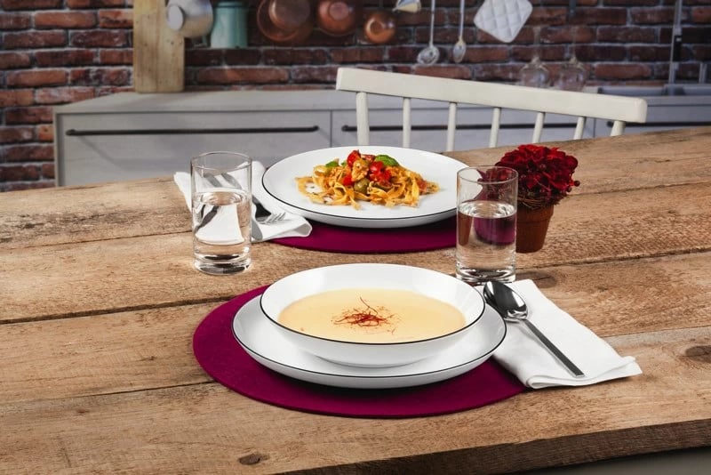Set pjatash porcelani Seltmann Weiden Lido Round, 12 copë, Bardhë