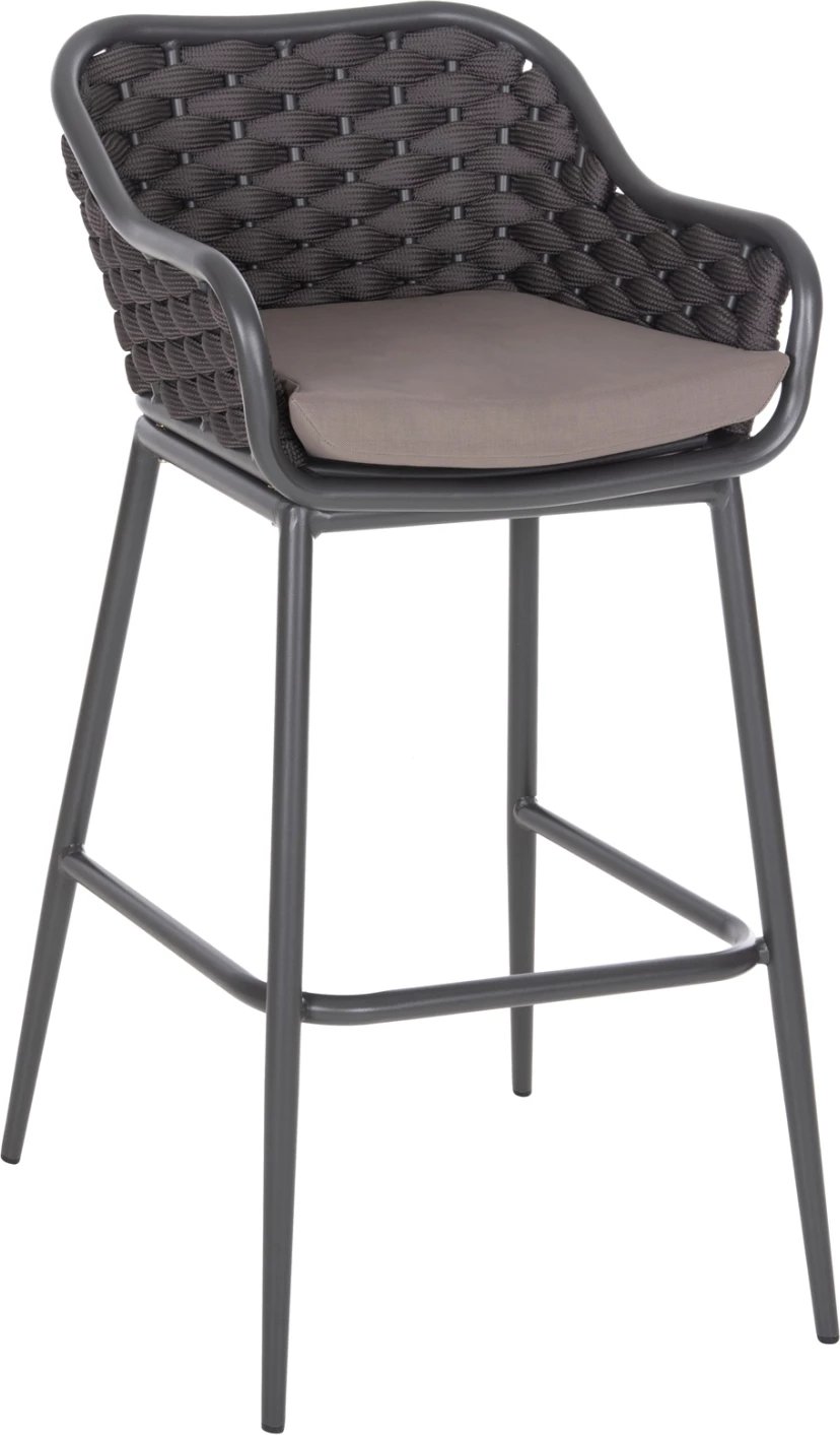 Karrige për bar, kornizë alumini, ngjyrë gri e errët, litar kafe, 50x50x103cm, FH5862.01