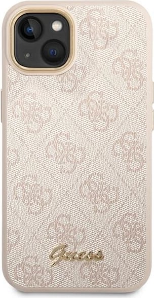 Mbështjellës Guess 4G Vintage Gold Logo për iPhone 14, Rozë
