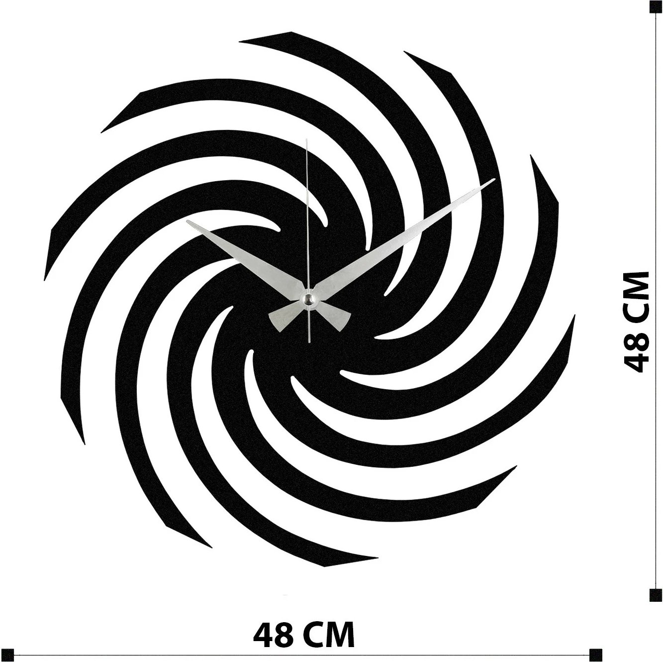 Orë muri dekorative prej metali, Wallity Enzoclock - S023, e zezë, 48x48cm