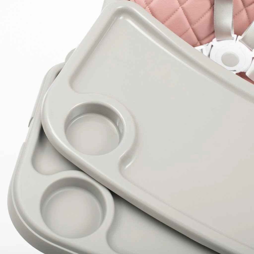 karrige ushqimi e lartë, Baby Mix, Freja, 2-në-1 e kthyeshme në karrige të ulët, tabaka dyshe e rregullueshme, këmbë druri, rrip 5-pikësh, rozë e zbehtë