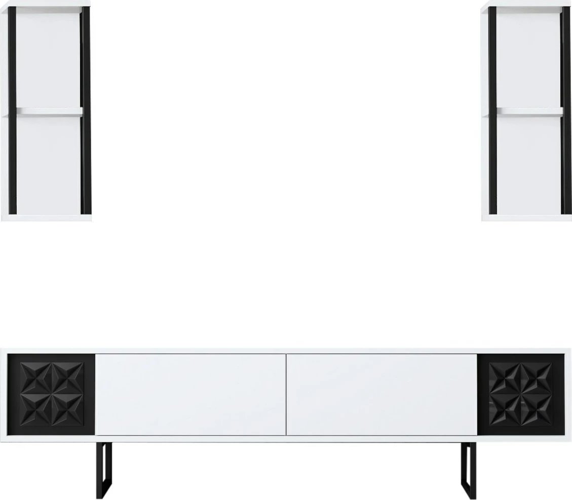 Set mobiljesh për dhomë dite Hanah Home, Black Line, e bardhë, e zezë