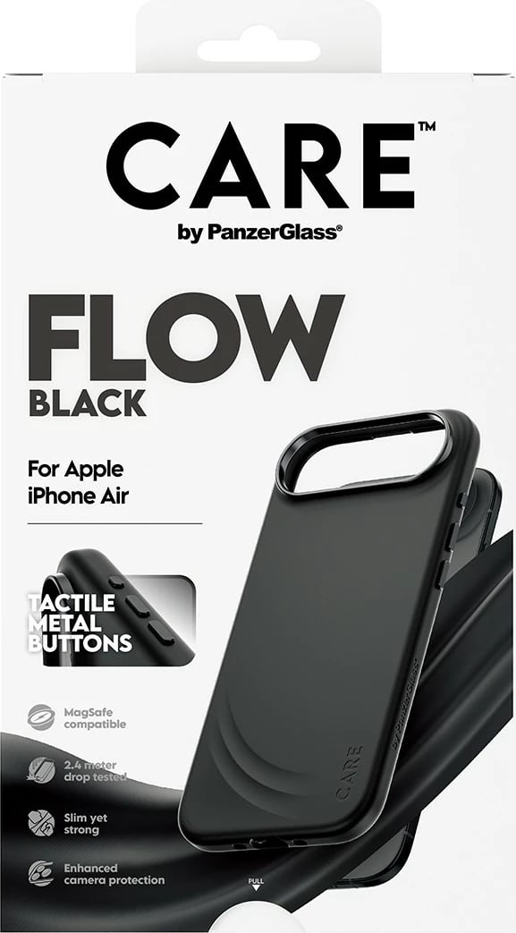 Mbështjellës PanzerGlass CARE Feature FLOW Case me MagSafe për iPhone Air, zi