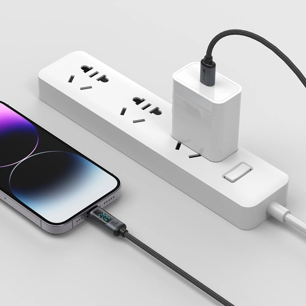 Kabllo Joyroom Prism Series A16, USB-C në Lightning, 1.2m, 20W, me ekran LED, e zezë