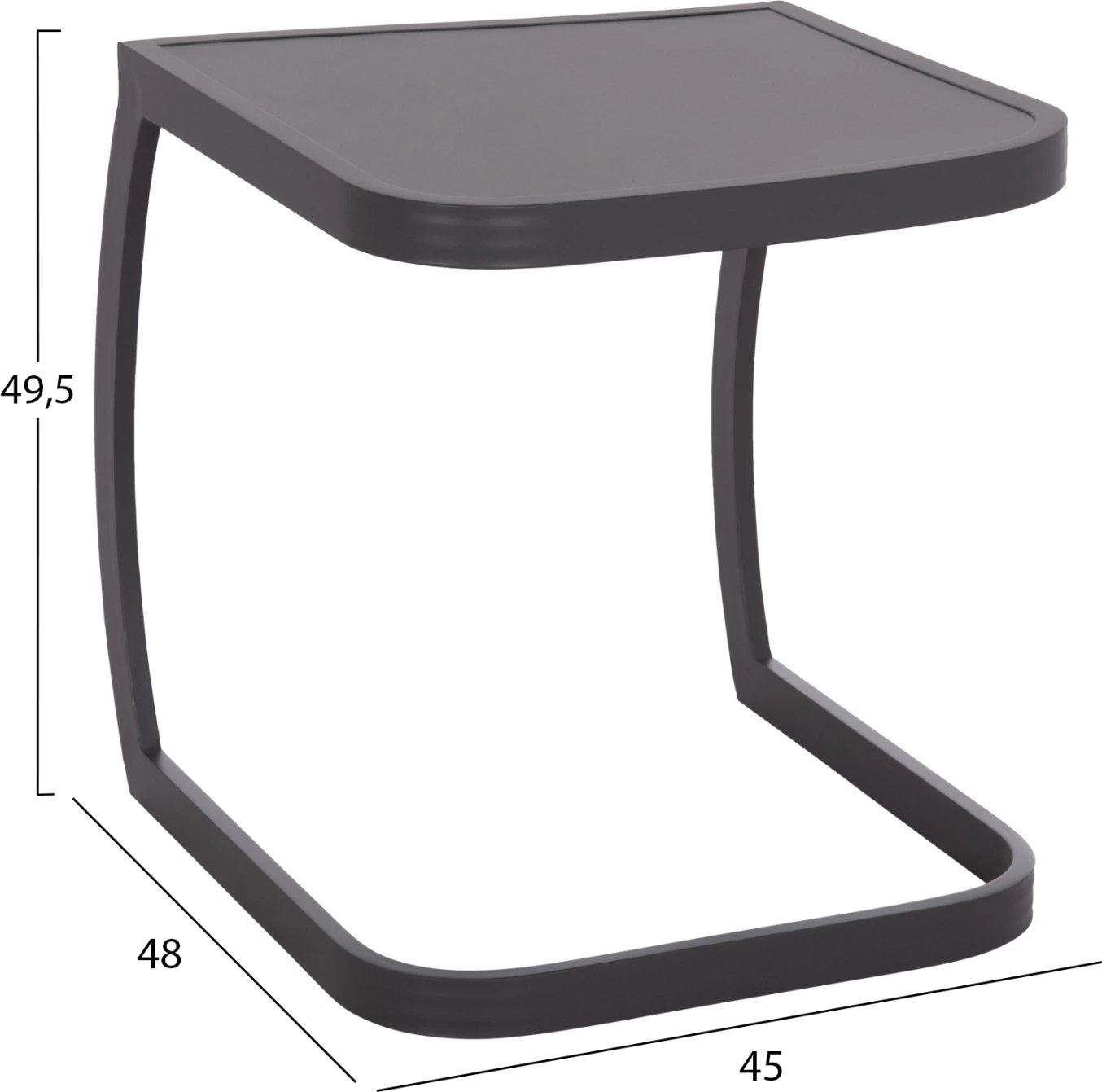 Tavolinë anësore për shezlong, alumini, ngjyrë gri, RICKON FH6324.01, 45x48x49.5cm
