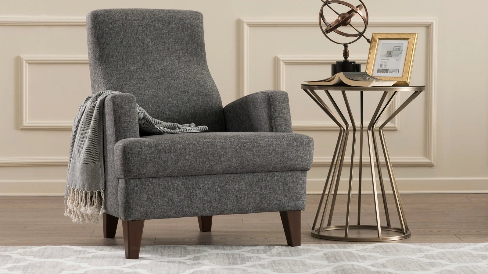 Karrige bergere Wing, ngjyrë gri e errët, Atelier del Sofa